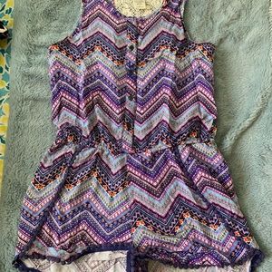 Tribal print button up racerback romper